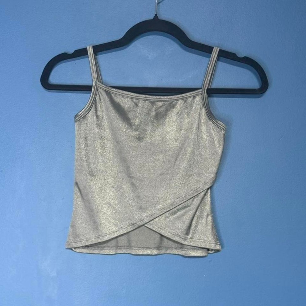 Vintage 90s Crop Top Women's Size Small LA Movers Gray Silver Crossover Club NYE